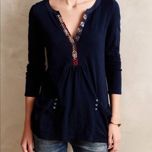 Anthro | Calantha Pocket Henley Top Size M